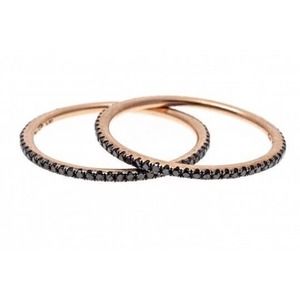 14K ROSE GOLD MATCHING SET OF BLACK DIAMOND ETERNITY BANDS Size 8